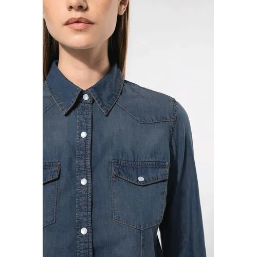 Chemise denim manches longues femme