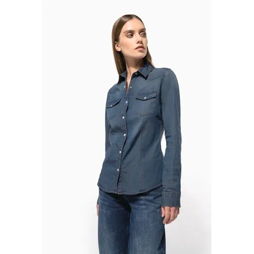 Chemise denim manches longues femme