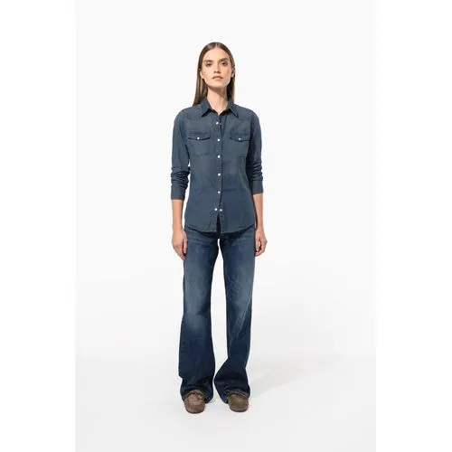 Chemise denim manches longues femme