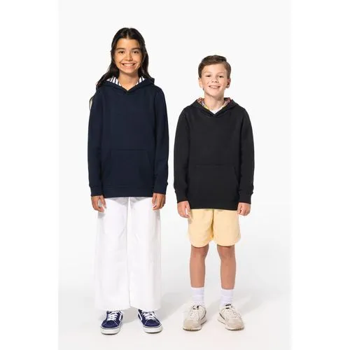 Sweat-shirt à capuche contrastée à motifs enfant unisexe
