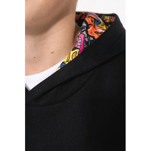 Sweat-shirt à capuche contrastée à motifs enfant unisexe