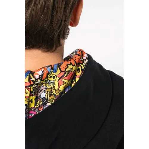 Sweat-shirt à capuche contrastée à motifs enfant unisexe