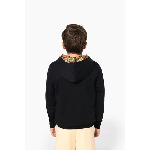 Sweat-shirt à capuche contrastée à motifs enfant unisexe