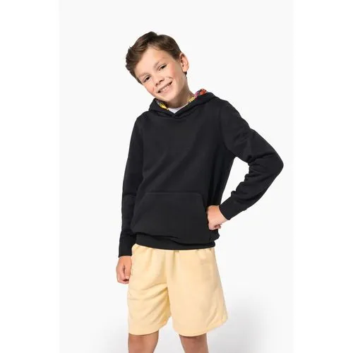 Sweat-shirt à capuche contrastée à motifs enfant unisexe