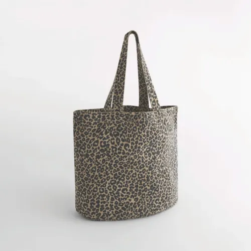 Sac cabas en toile imprimé léopard